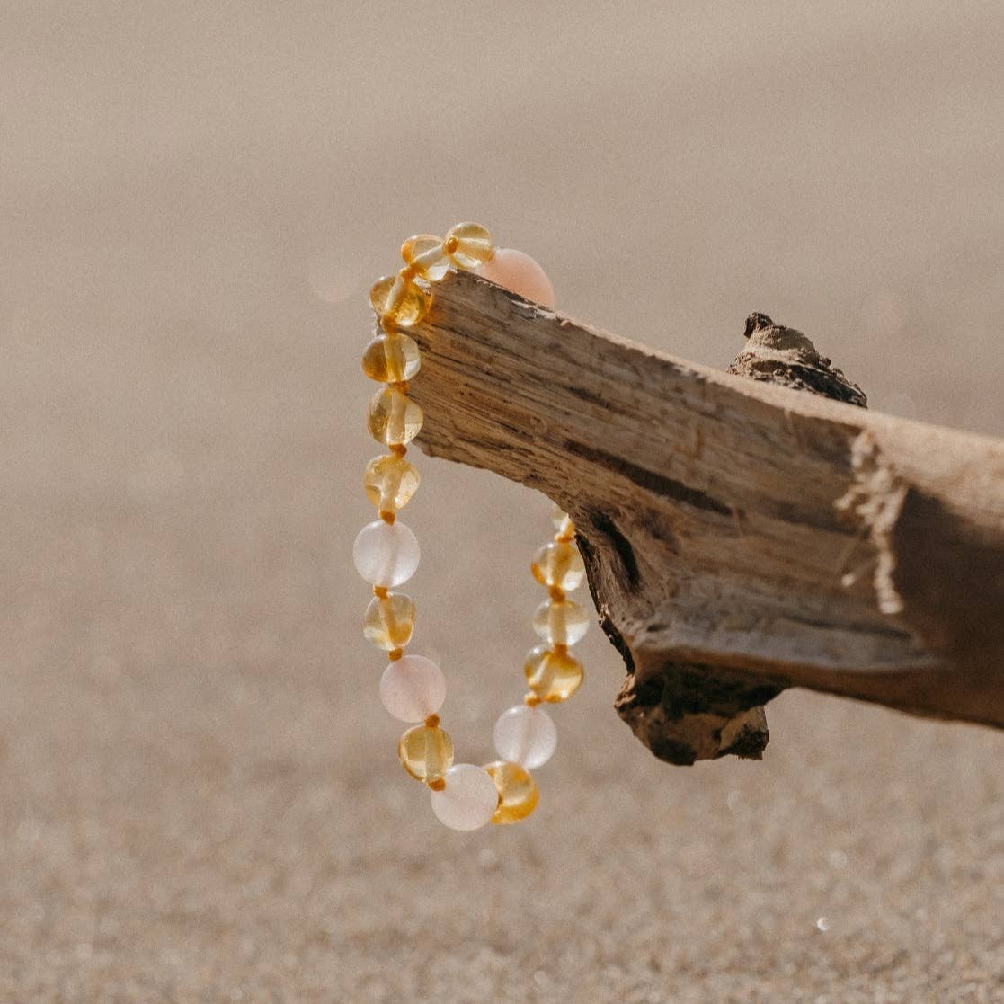 Armbandje van 100% amber | Citroen Rozenkwarts