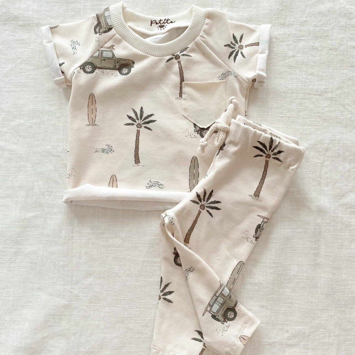 Baby legging met auto- en palmboomprint