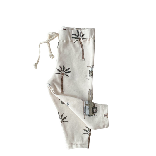 Baby legging met auto- en palmboomprint